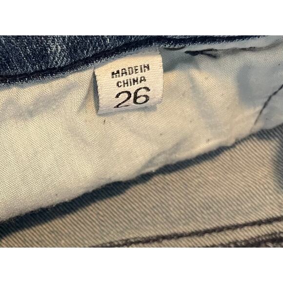 Ecru Jeans The La Cienega Stovepipe Jean Blue Med Wash Raw Fringe Hem Size 26 - Picture 5 of 12